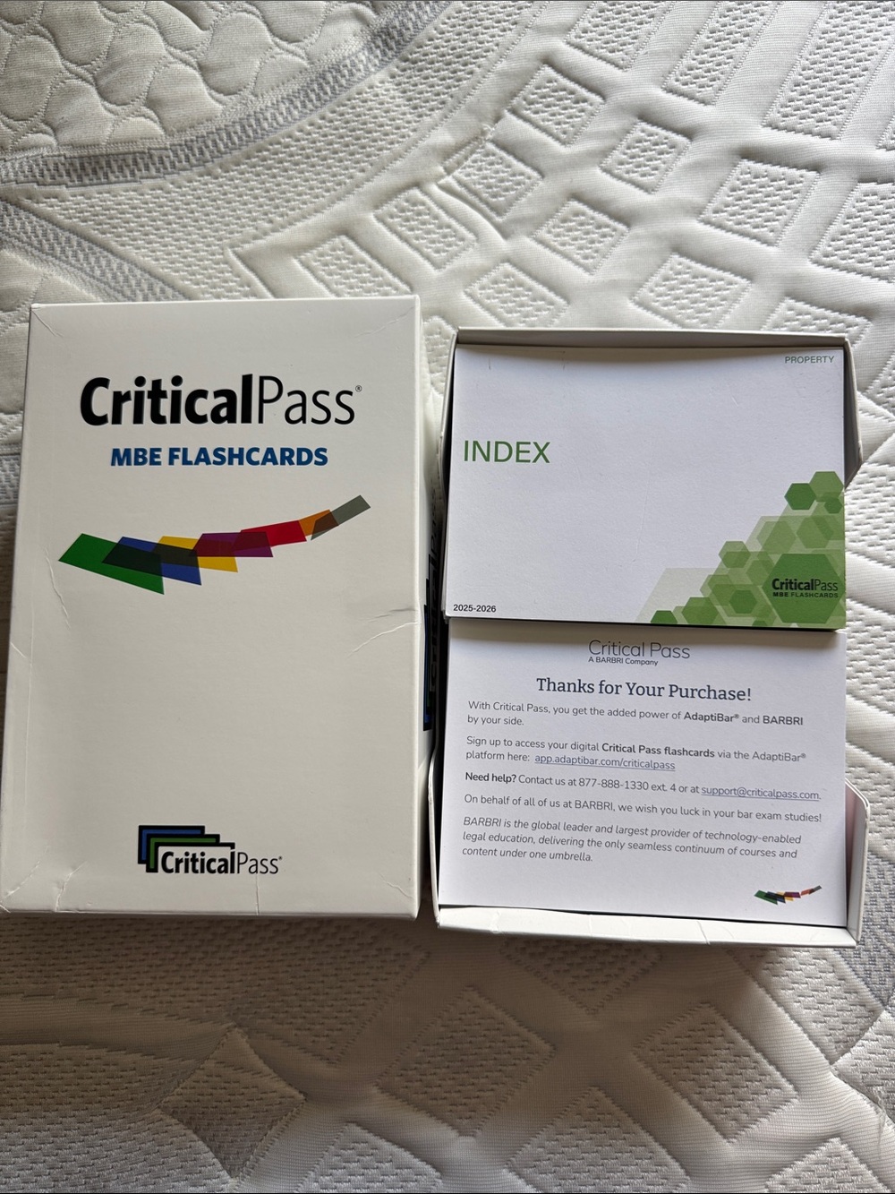 Critical Pass MBE Flashcards Box - White with Multi-Color Logo